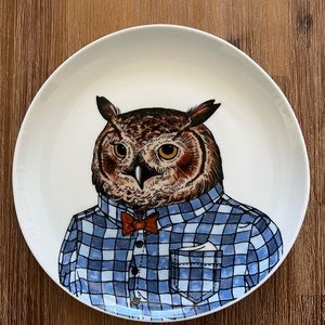West Elm Dapper Owl Plate by Rachael Kozlowski